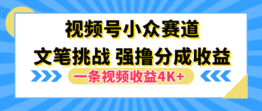 视频号小众赛道，文笔挑战，一条视频收益4K+-有量联盟