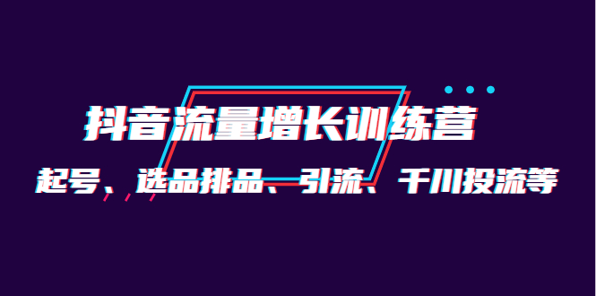 月销1.6亿实操团队·抖音流量增长训练营：起号、选品排品、引流 千川投流等-有量联盟