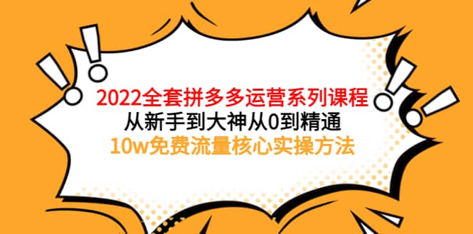 2022全套拼多多运营课程，从新手到大神从0到精通，10w免费流量核心实操方法-有量联盟