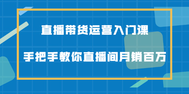 直播带货运营入门课，手把手教你直播间月销百万-有量联盟