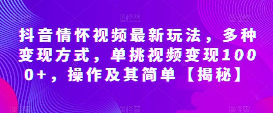 抖音情怀视频最新玩法，多种变现方式，单挑视频变现1000+，操作及其简单【揭秘】-有量联盟