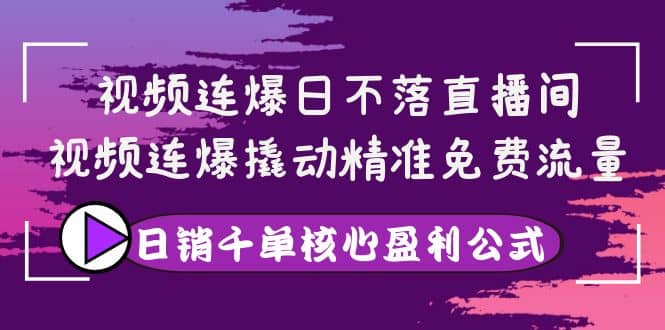 视频连爆日不落直播间，视频连爆撬动精准免费流量，日销千单核心盈利公式-有量联盟