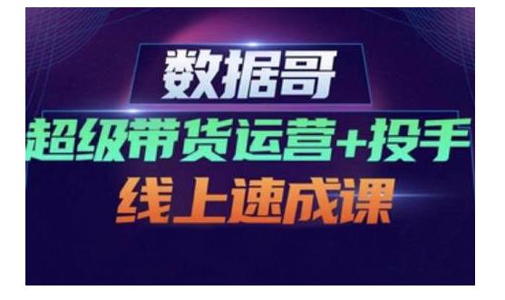 数据哥·超级带货运营+投手线上速成课，快速提升运营和熟悉学会投手技巧-有量联盟