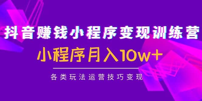 抖音小程序变现训练营：小程序各类玩法运营技巧变现-有量联盟