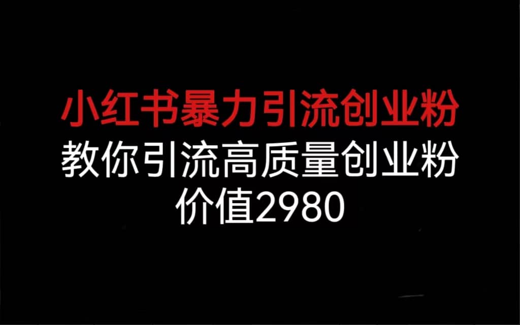 小红书暴力引流创业粉，教你引流高质量创业粉，价值2980-有量联盟