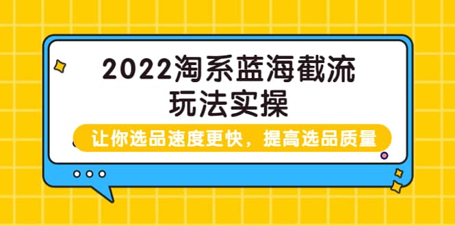 2022淘系蓝海截流玩法实操：让你选品速度更快，提高选品质量（价值599）-有量联盟