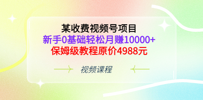 某收费视频号项目，新手0基础轻松月赚10000+，保姆级教程原价4988元-有量联盟