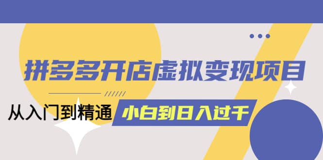 拼多多开店虚拟变现项目：入门到精通 从小白到日入1000（完整版）4月10更新-有量联盟