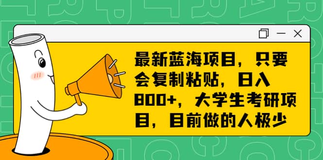 最新蓝海项目，只要会复制粘贴，日入800+，大学生考研项目，目前做的人极少-有量联盟