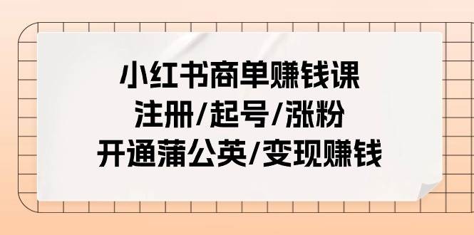 小红书商单赚钱课：注册/起号/涨粉/开通蒲公英/变现赚钱（25节课）-有量联盟