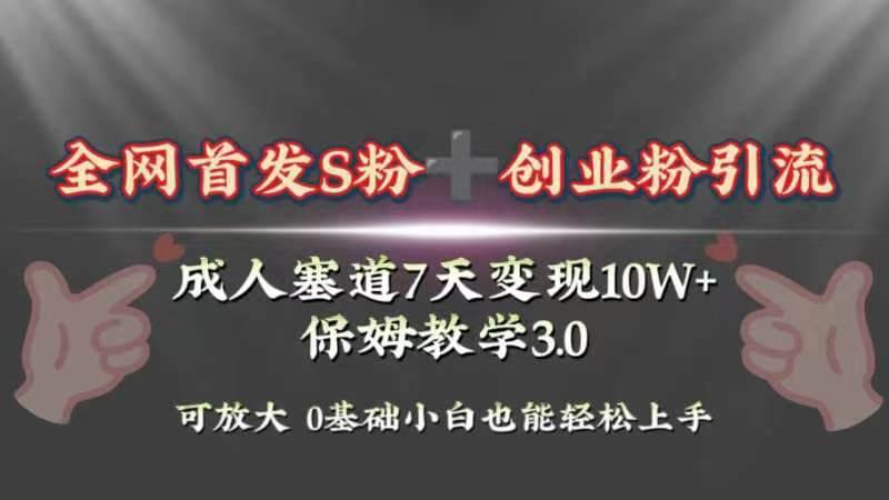 全网首发s粉加创业粉引流变现，成人用品赛道7天变现10w+保姆教学3.0-有量联盟