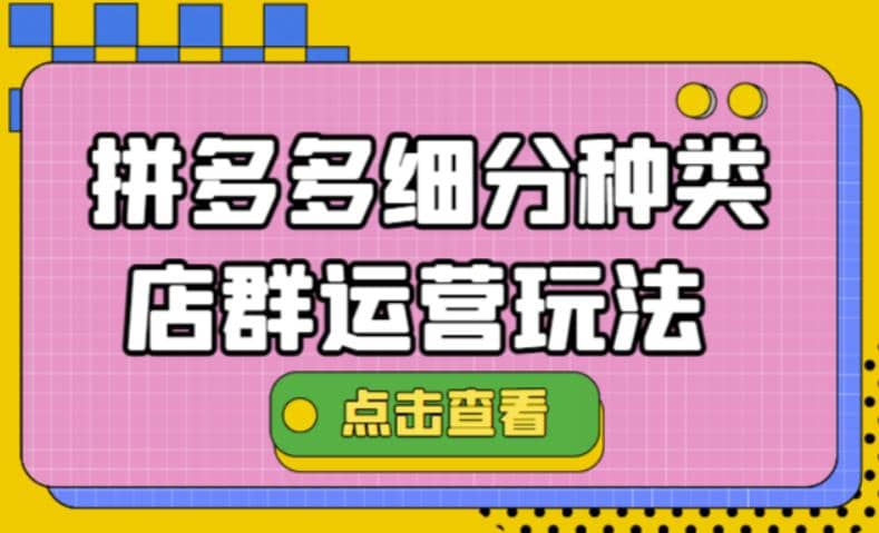 拼多多细分种类店群运营玩法3.0，11月最新玩法，小白也可以操作-有量联盟