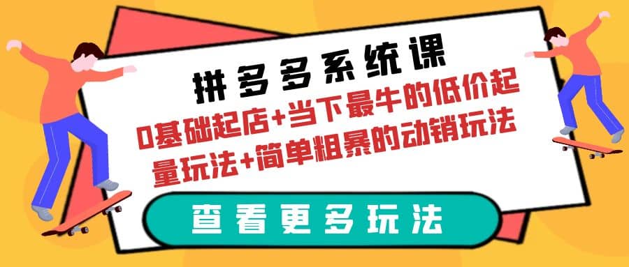 拼多多系统课：0基础起店+当下最牛的低价起量玩法+简单粗暴的动销玩法-有量联盟