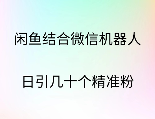 闲鱼结合微信机器人，日引几十个精准粉-有量联盟