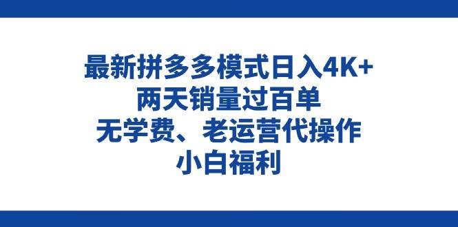 拼多多最新模式日入4K+两天销量过百单，无学费、老运营代操作、小白福利-有量联盟