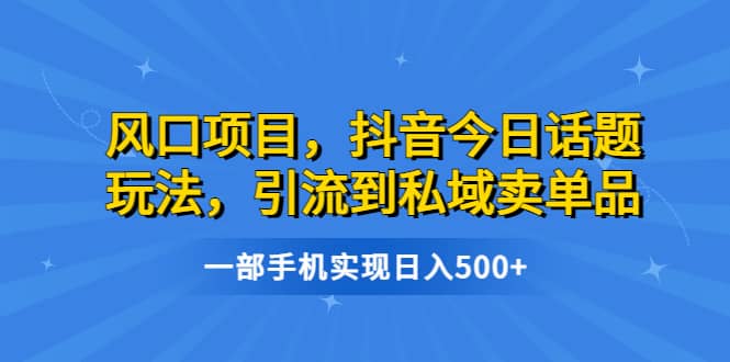 风口项目，抖音今日话题玩法，引流到私域卖单品，一部手机实现日入500+-有量联盟