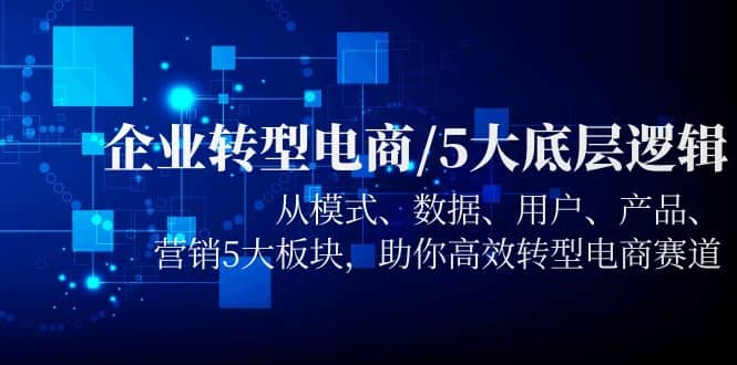 企业转型电商/5大底层逻辑，从模式 数据 用户 产品 营销5大板块，高效转型-有量联盟