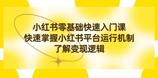 小红书0基础快速入门课，快速掌握小红书平台运行机制，了解变现逻辑-有量联盟