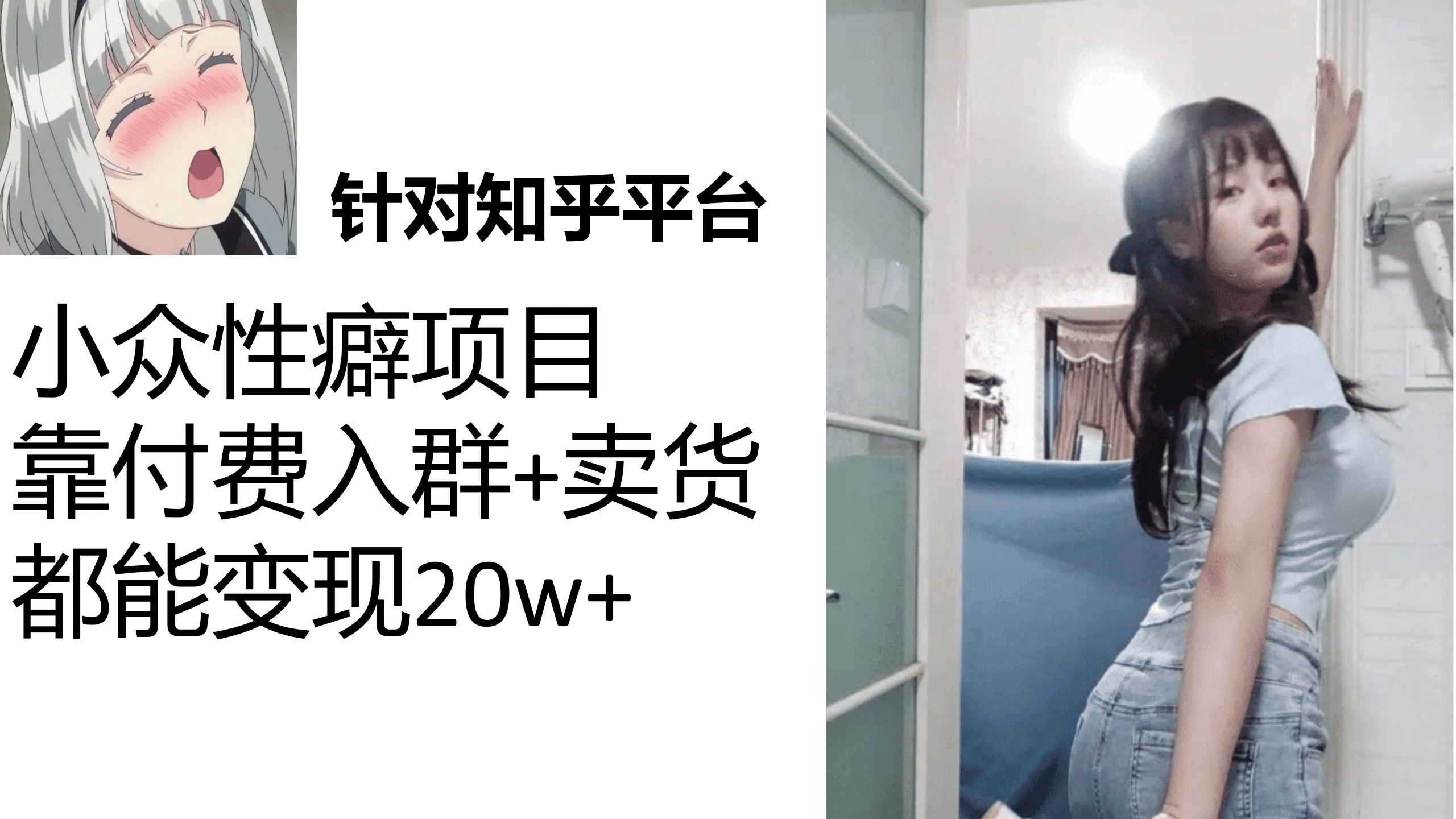 知乎小众性癖项目，Lsp的钱才是最好赚的，付费建群+卖货变现20w-有量联盟