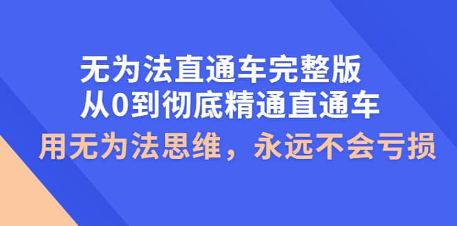 无为法直通车完整版：从0到彻底精通直通车，用无为法思维，永远不会亏损-有量联盟
