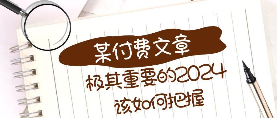 极其重要的2024该如何把握？【某公众号付费文章】-有量联盟