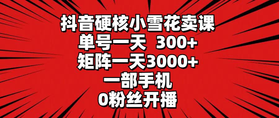 抖音硬核小雪花卖课，单号一天300+，矩阵一天3000+，一部手机0粉丝开播-有量联盟