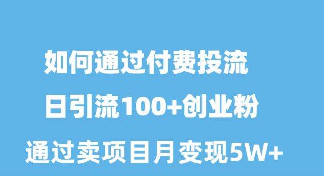 如何通过付费投流日引流100+创业粉月变现5W+-有量联盟