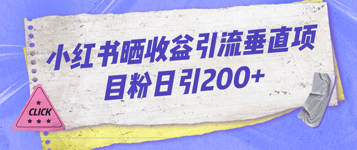 小红书晒收益图引流垂直项目粉日引200+-有量联盟