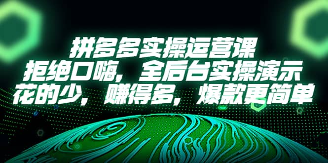 拼多多实操运营课：拒绝口嗨，全后台实操演示，花的少，赚得多，爆款更简单-有量联盟