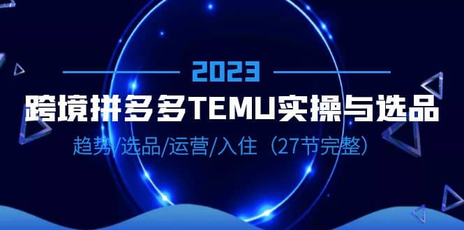 2023跨境·拼多多·TEMU实操与选品，趋势·选品·运营·入住（27节完整）-有量联盟