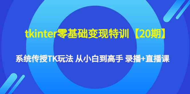 tkinter零基础变现特训【20期】系统传授TK玩法 从小白到高手 录播+直播课-有量联盟