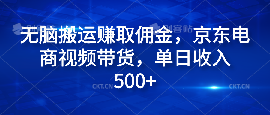 无脑搬运赚取佣金，京东电商视频带货，单日收入500+-有量联盟