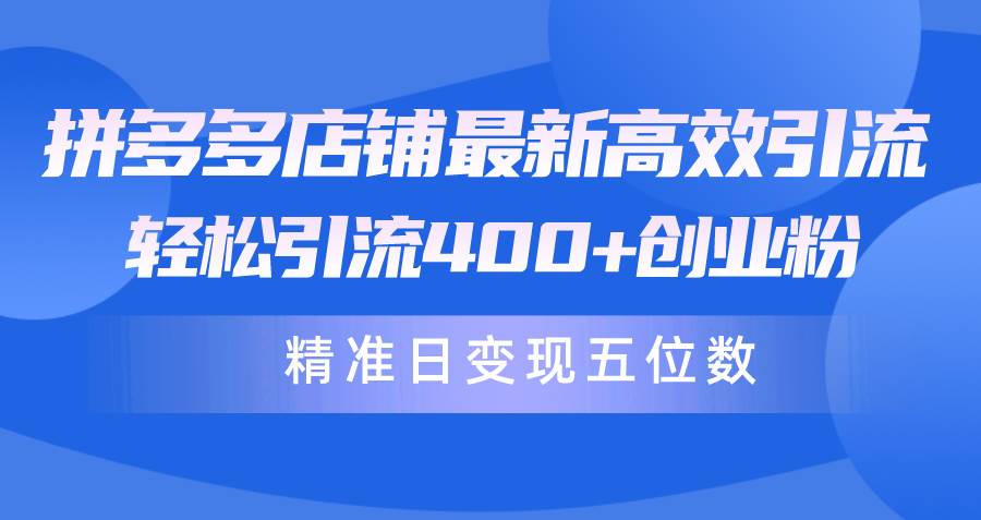 拼多多店铺最新高效引流术，轻松引流400+创业粉，精准日变现五位数！-有量联盟