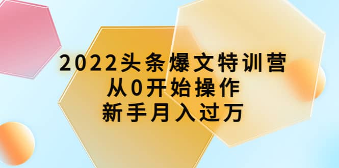 2022头条爆文特训营：从0开始操作，新手月入过万（16节课时）-有量联盟