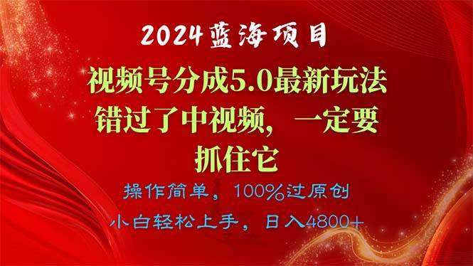 2024蓝海项目，视频号分成计划5.0最新玩法，错过了中视频，一定要抓住…-有量联盟