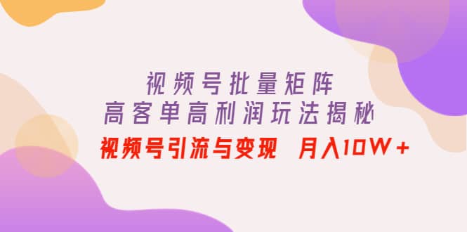 视频号批量矩阵的高客单高利润玩法揭秘-有量联盟