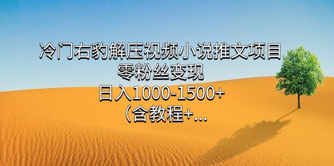 冷门右豹解压视频小说推文项目，零粉丝变现，日入1000-1500+（含教程）-有量联盟