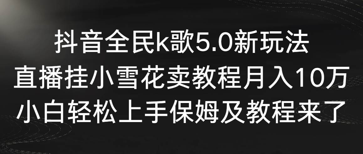 抖音全民k歌5.0新玩法，直播挂小雪花卖教程月入10万，小白轻松上手，保…-有量联盟