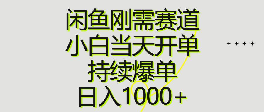 闲鱼刚需赛道，小白当天开单，持续爆单，日入1000+-有量联盟