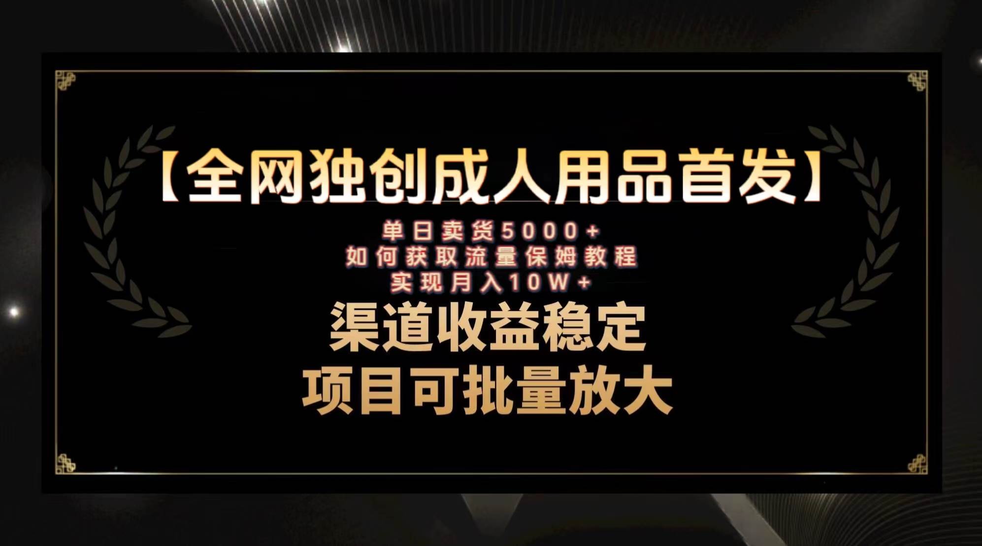 最新全网独创首发，成人用品赛道引流获客，月入10w保姆级教程-有量联盟