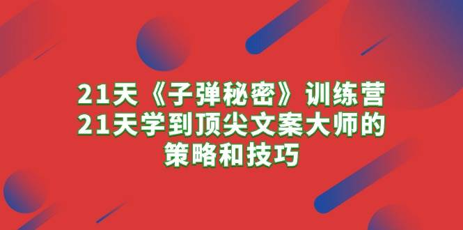 21天《子弹秘密》训练营，21天学到顶尖文案大师的策略和技巧-有量联盟