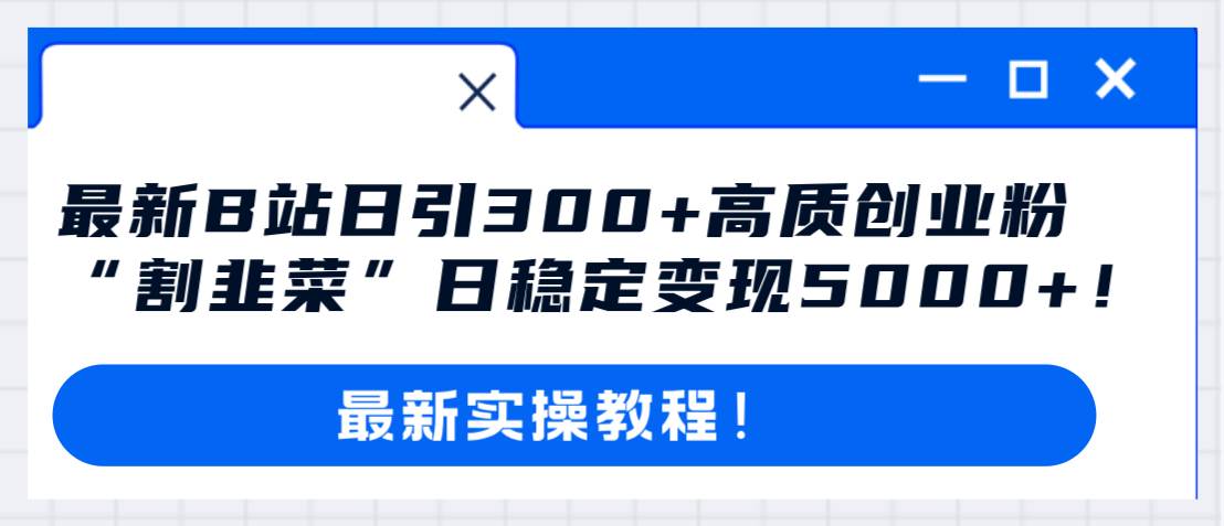 最新B站日引300+高质创业粉教程！“割韭菜”日稳定变现5000+！-有量联盟