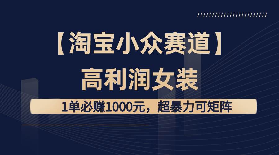 【淘宝小众赛道】高利润女装：1单必赚1000元，超暴力可矩阵-有量联盟