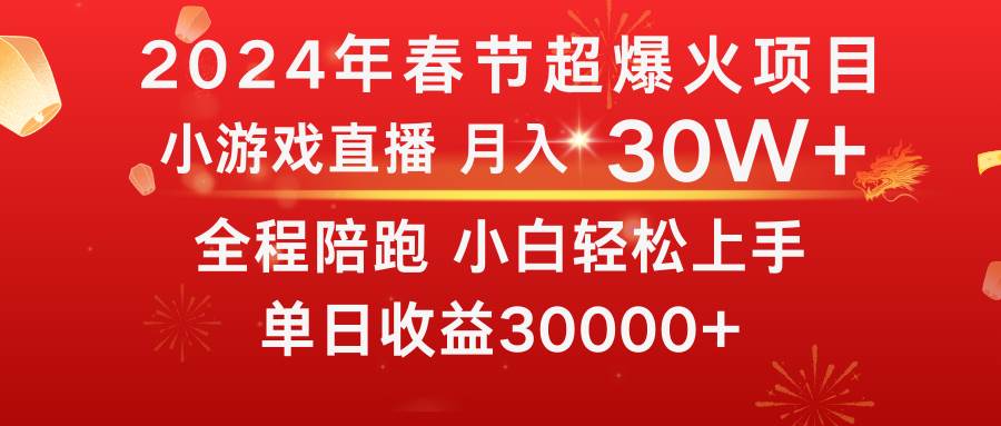 龙年2024过年期间，最爆火的项目 抓住机会 普通小白如何逆袭一个月收益30W+-有量联盟