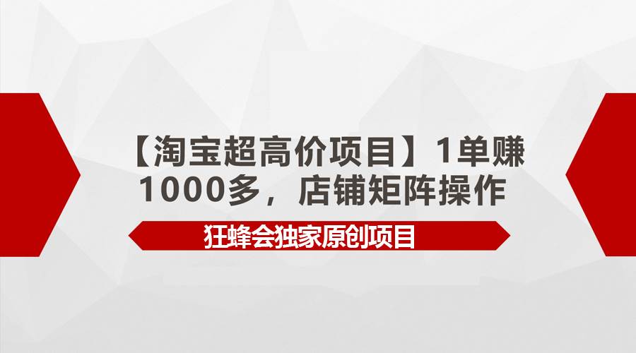 【淘宝超高价项目】1单赚1000多，店铺矩阵操作-有量联盟