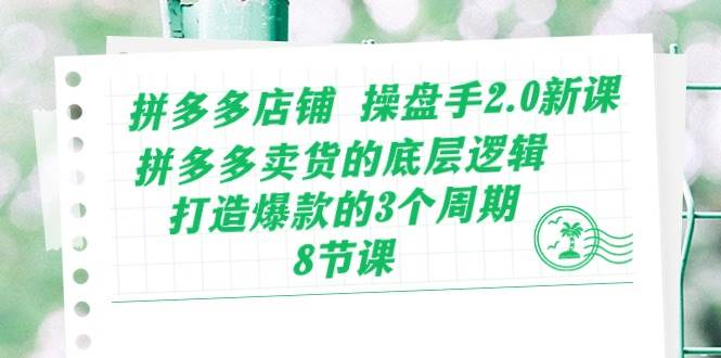 拼多多店铺 操盘手2.0新课，拼多多卖货的底层逻辑，打造爆款的3个周期-8节-有量联盟