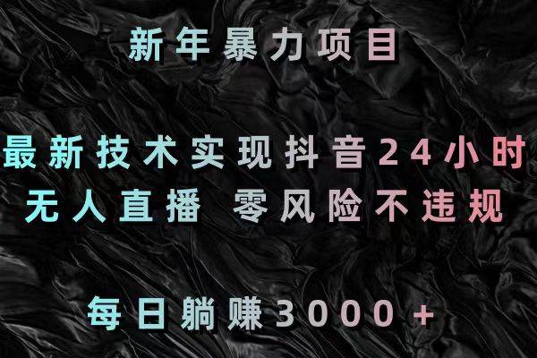 新年暴力项目，最新技术实现抖音24小时无人直播 零风险不违规 每日躺赚3000-有量联盟