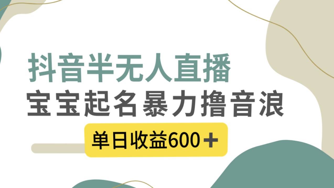 抖音半无人直播，宝宝起名，暴力撸音浪，单日收益600+-有量联盟