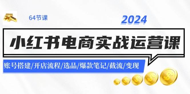 2024小红书电商实战运营课：账号搭建/开店流程/选品/爆款笔记/截流/变现-有量联盟