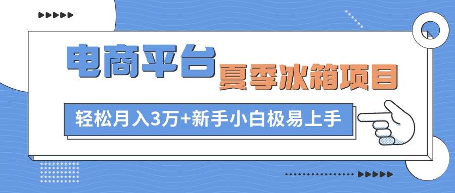 电商平台夏季冰箱项目，轻松月入3万+，新手小白极易上手-有量联盟